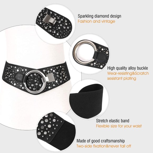 Women\'s Fashion Vintage Wide Elastic Waist Belt